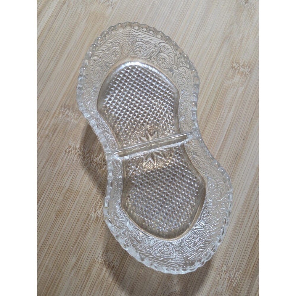 VTG Duncan Miller Crystal Sandwich pressed‎ Glass 7" Divided Dish Pickle Relish